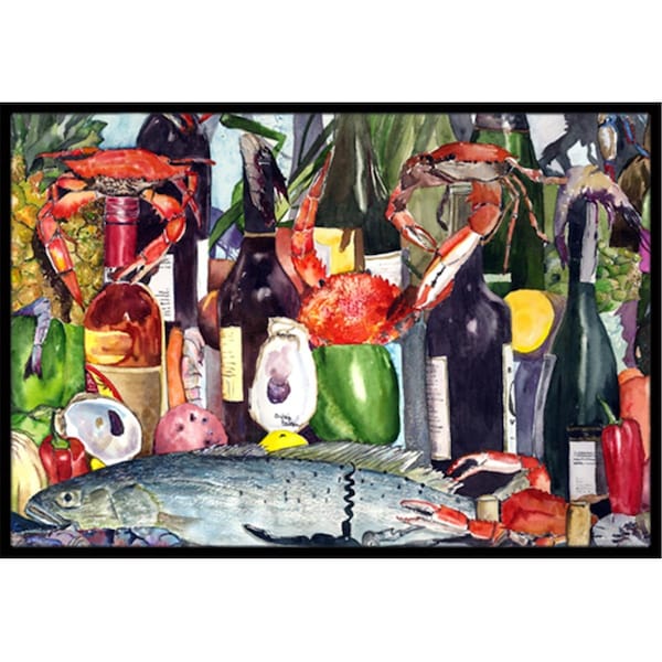 Carolines Treasures 24 x 36 In. Wine and Speckled Trout Indoor or Outdoor Mat 8916JMAT - main